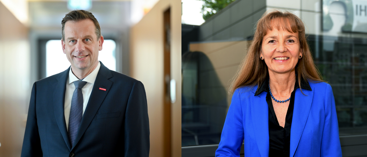 (v.r.) Petra Pigerl-Radtke, Hauptgeschäftsführerin der IHK Ostwestfalen zu Bielefeld, und Dr. Jens Prager, Hauptgeschäftsführer der Handwerkskammer OWL zu Bielefeld, fordern vor der Landtagswahl in NRW mehr Tempo bei der wirtschaftlichen Transformation. (v.r.) Petra Pigerl-Radtke, Hauptgeschäftsführerin der IHK Ostwestfalen zu Bielefeld, und Dr. Jens Prager, Hauptgeschäftsführer der Handwerkskammer OWL zu Bielefeld, fordern vor der Landtagswahl in NRW mehr Tempo bei der wirtschaftlichen Transformation.