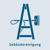 Das Zunftzeichen der Gebäudereinigung zeigt eine Leiter und Reinigungszubehör.