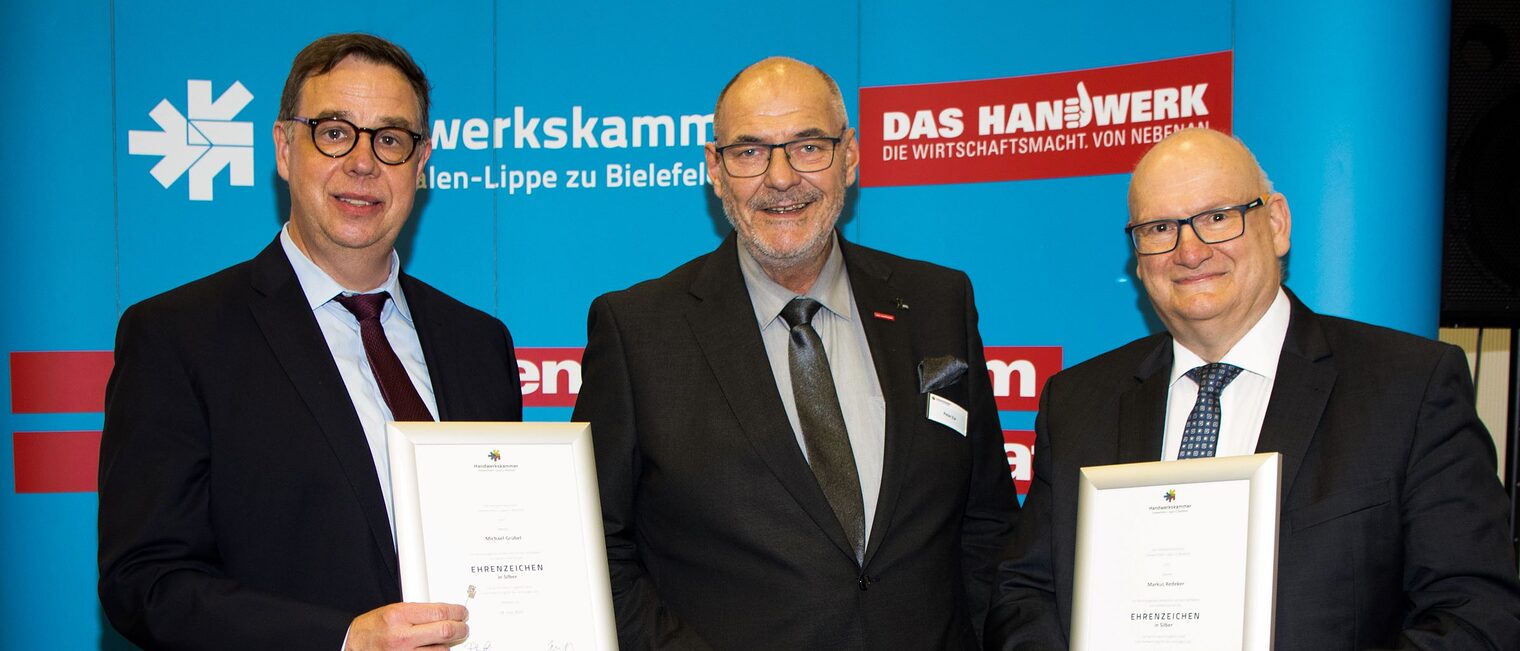 v.l. Michael Grübel, Kammerpräsident Eul, Markus Redeker 