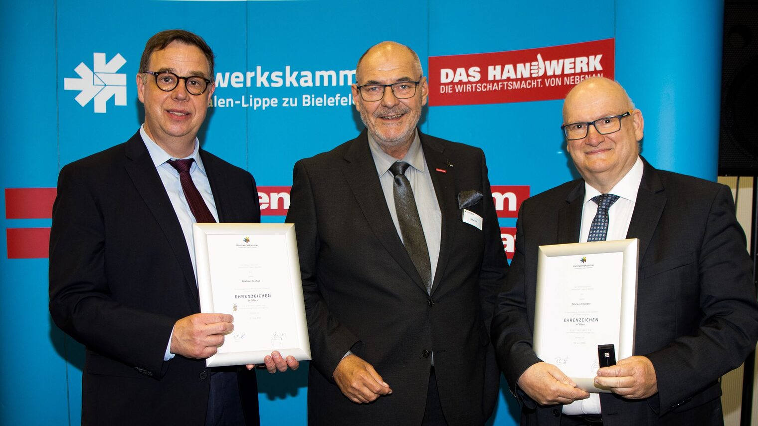 v.l. Michael Grübel, Kammerpräsident Eul, Markus Redeker 