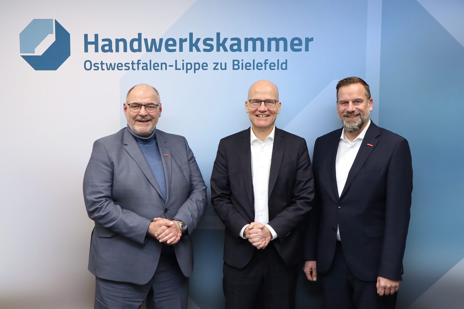 Peter Eul, Präsident der HWK OWL, Ralph Brinkhaus, Bundestagsabgeordneter, Dr. Jens Prager, Hauptgeschäftsführer der HWK OWL