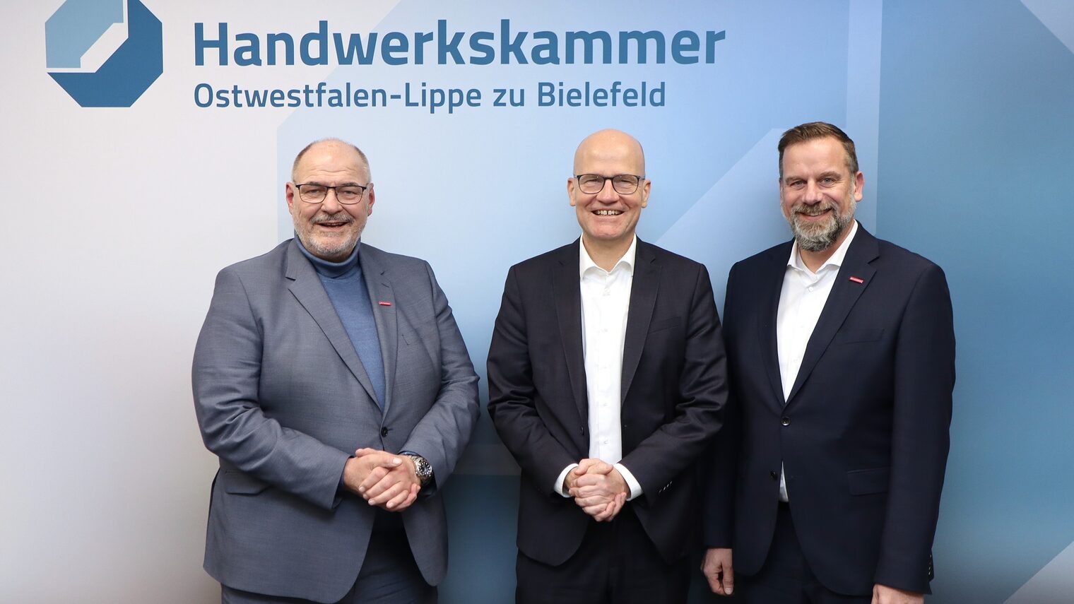 Peter Eul, Präsident der HWK OWL, Ralph Brinkhaus, Bundestagsabgeordneter, Dr. Jens Prager, Hauptgeschäftsführer der HWK OWL